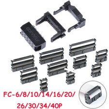 2.54mm FC 6/8/10/12/14/20/34~40 Pin IDC Buchse Stecker Flachbandkabel Anschluss