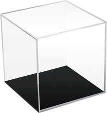5x5x5 Inch Clear Acrylic Cube Display Box with Black Base for Figures Toys