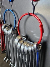 The wrench ring organizer is a heavy-duty steel ring (3 piece  set). Large