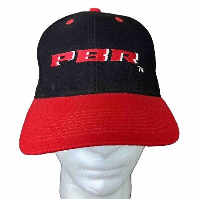 PBR Black/Red Baseball Hat Cap Pro Bull Riding Hook/Loop Adjustable