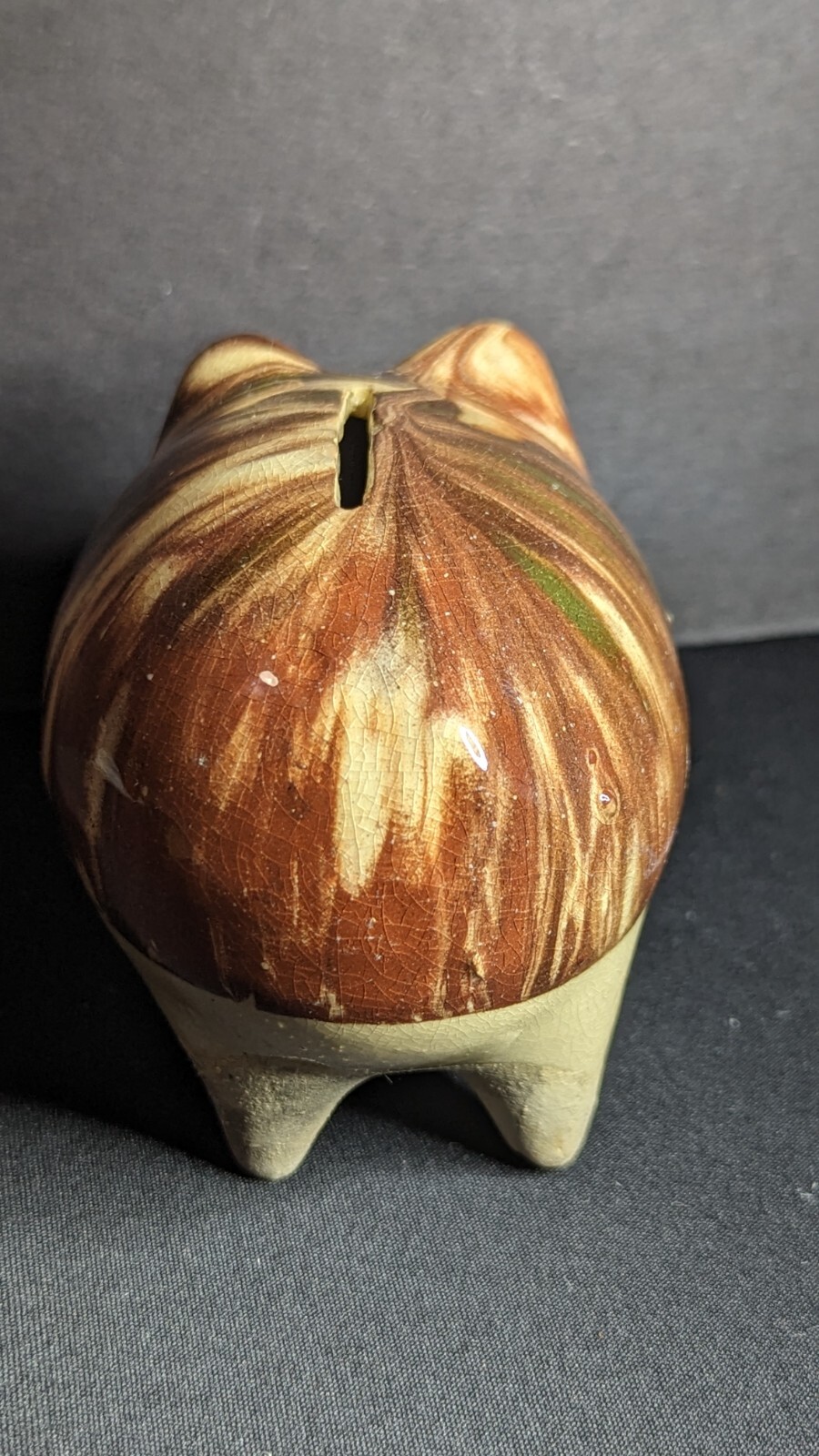 Vintage Stoneware Drip Glaze Ceramic Piggy Coin Bank eBay