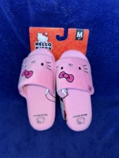 New Hello Kitty Plush Velour Embroidered Womens Slippers Size 6/7