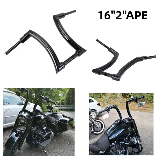 16" Rise Ape Hanger FAT 2" Handlebar Black Fit For Harley Road King 1994–2018 - Picture 2 of 13
