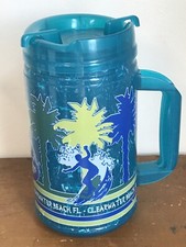 Vtg Florida WHIRLEY 32oz Teal Blue Marble Plastic Graphic HUGE Cup MADE IN USA