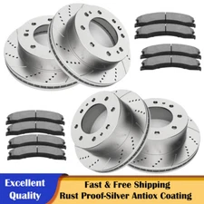 Front Rear Drilled Rotors Brake pads for 2011-2018 Silverado Sierra 2500 3500 HD