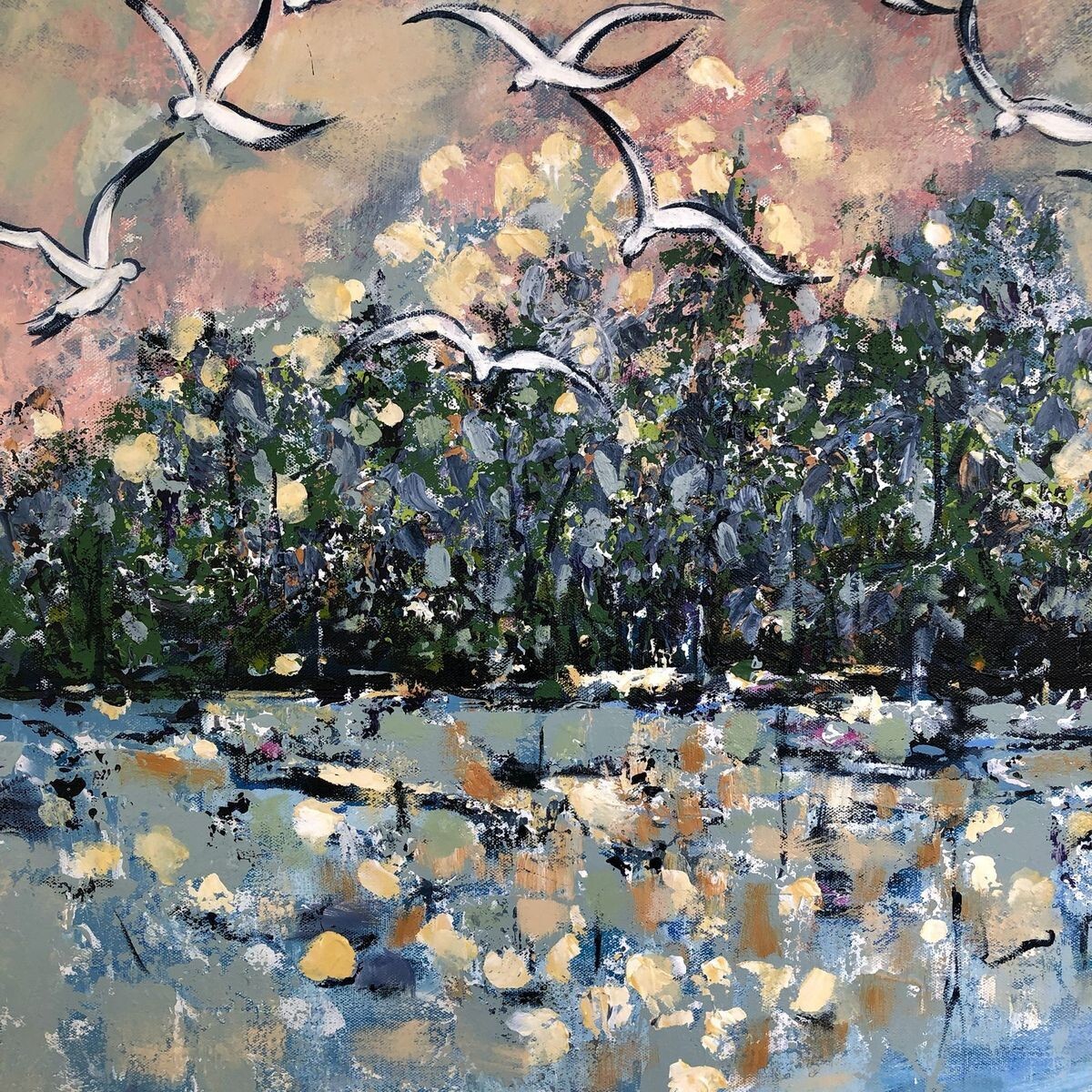 Gulls at Dusk large acrylic painting by Diane Rightnour Original Art eBay