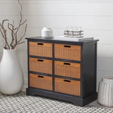 SAFAVIEH Landers 6-Drawer Storage Unit | Black |