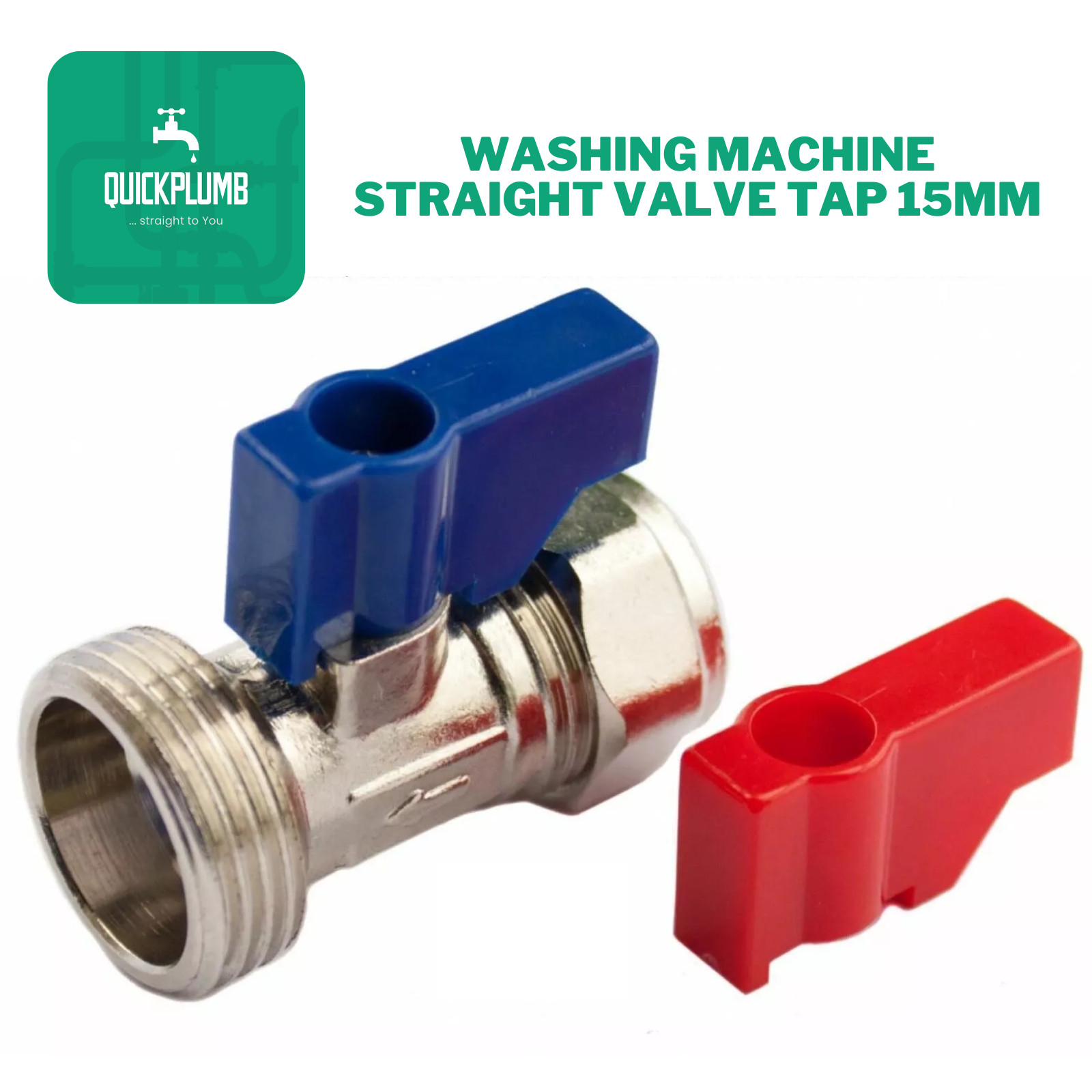 WASHING MACHINE  STRAIGHT VALVE TAP 15MM COMPRESSION CHROME