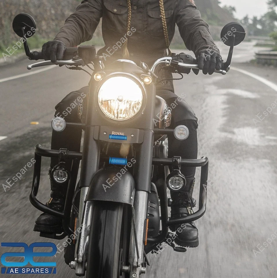 Nero LED Fendinebbia Set Per royal enfield Super Meteora Fucile Classico 650 Gec - Immagine 3 di 4