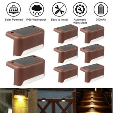 8 Pack Solar Powered LED Deck Lights Outdoor Path Garden Stairs Step Fence Lamp