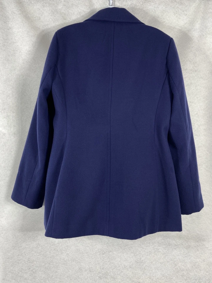 Chaqueta Calvin Klein Mujer’s 12 Abrigo Azul Guisante Doble Pecho Manga Larga Bolsillos Foto 4 de 4