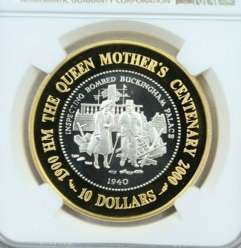 2000 SOLOMON ISLANDS SILVER 5 DOLLARS QUEEN MOTHER NGC PF 69 ULTRA CAMEO TOP POP - Picture 3 of 4