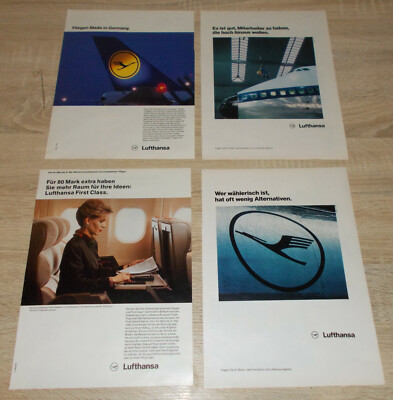 1980's vintage LUFTHANSA adverts x4 Print Ad lot #17 German