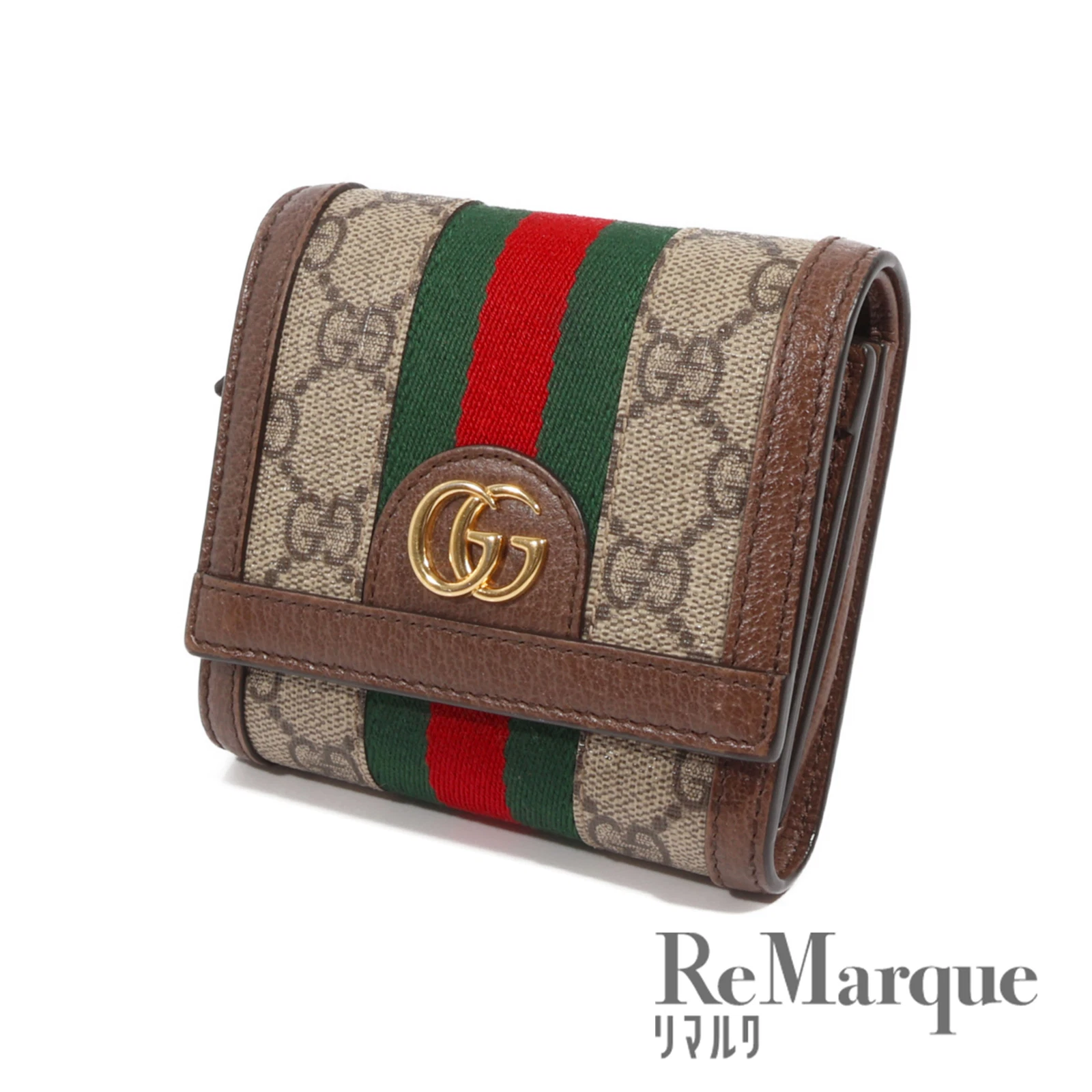 Portefeuille GUCCI (Gucci) GG Supreme 598662 toile x cuir marron triple pli d'occasion