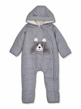 Baby Boys Med. Heather Gray Plush Snowsuit Bunting Pram: 0-3M-3-6M