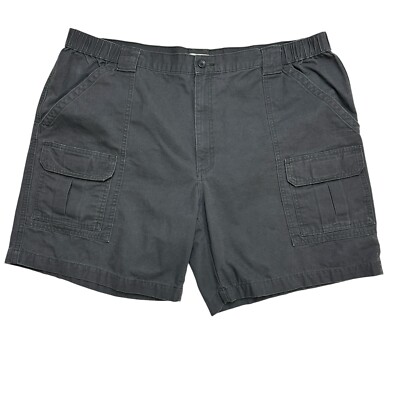 Savane Cargo Shorts Mens 42 Gray Elastic Waist Tech Pocket Hiking