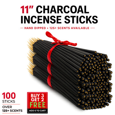 Incense Sticks 11 inch Bulk 100 Pack Wholesale Scented Charcoal Long Lasting