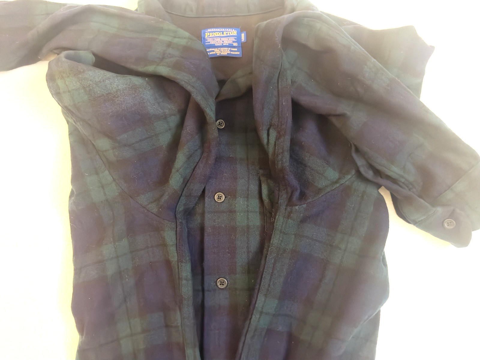 Pendleton Virgin Wool Plaid Shirt Loop Collar Siz… - image 11