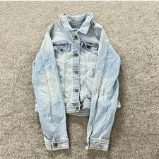 Cat Jack Denim Jacket Kids Size XL 14/16 Light Wash Trucker Stretch Casual