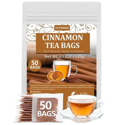 Premium 50 Pure Ceylon Cinnamon Tea Bags, Made with 100% Ceylon Cinnamon Stic...