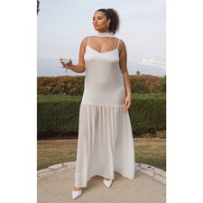 Show Me Your Mumu Dalia Maxi Dress in Ivory Luxe Satin S