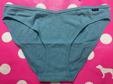 NEW 2020 Victorias Secret PINK Bikini Panties Ribbed Panty L Turquoise Logo Tab