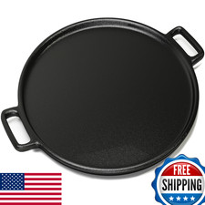 Cast Iron Pizza Pan - 14-Inch Baking Pan for Oven, Stovetop, Grill, Campfire Use