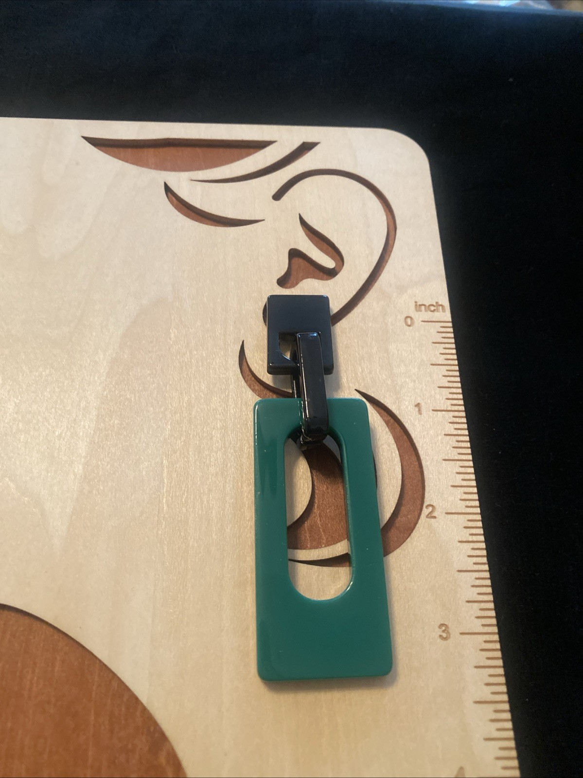 Earrings Retro Acrylic Rectangle Dangle Green Bla… - image 4