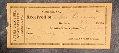 Staunton Virginia From The Beverly Cigar Store From Back Then Hard To Found