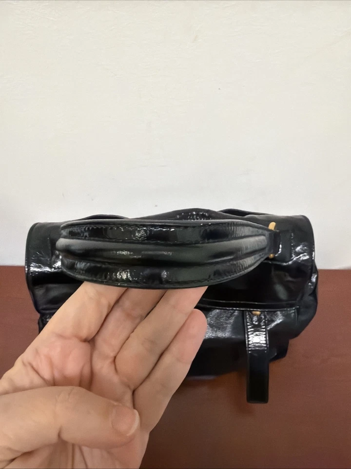 YVES SAINT LAURENT MUSE 两个手提包黑色专利皮革包钱包 — 第 4/4 张图片