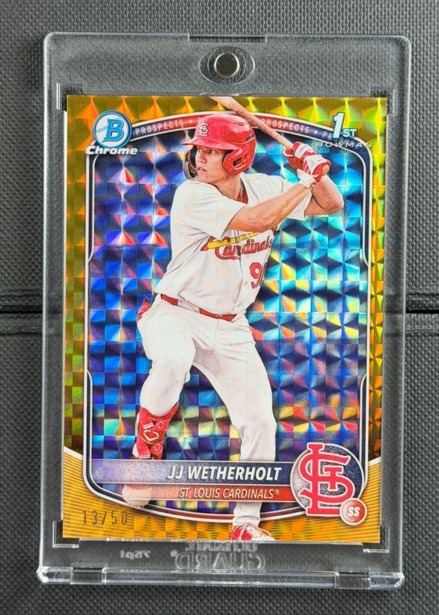 2025 Bowman Chrome JJ WETHERHOLT 1st Bowman GOLD GEOMETRIC /50 CARDINALS