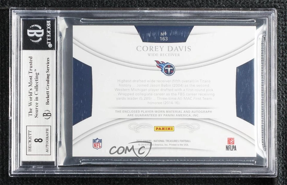 2017 National Treasures Red Brand Logo /2 Corey Davis RPA Rookie Patch Auto RC - Image 2 of 2