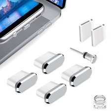 Fanoshon 4 Pack USB C Port Plugs Anti Dust Covers Type C Charging 02 Silver
