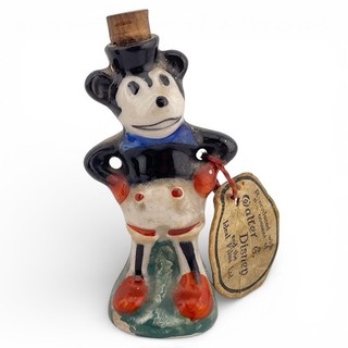 Disney Hand Painted Porcelain Mickey Mouse Figure Perfume Bottle circa. 1930s