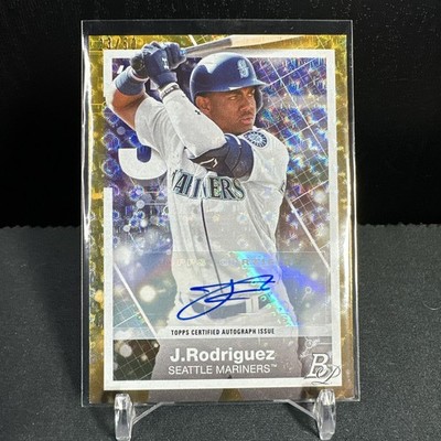 23/50 JULIO RODRIGUEZ GOLD FOIL PRECIOUS ELEMENTS AUTO 2021 Bowman Platinum PE-9