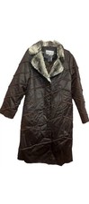 LYNDAS NEWYORK FAUX LEATHER/FUR FULL LENGTH JACKET XL 14-16 New