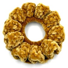 Mustard Yellow Crochet Velvet Scrunchies, Durable, Soft Polyester