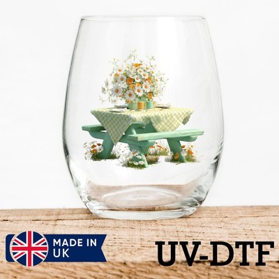 Floral Picknick Tisch 8 Stück UV DTF Aufkleber - Glas Laptop Becher Tasse ls796