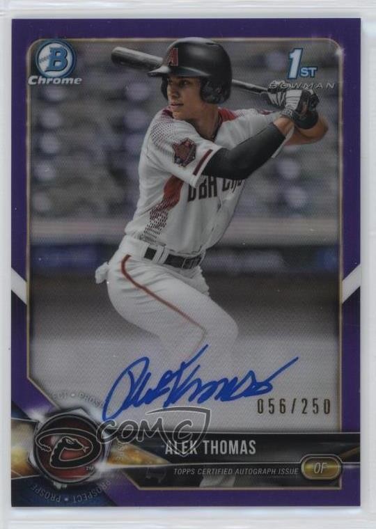 2018 Bowman Draft Chrome Pick Purple Refractor 56/250 Alek Thomas #CDA-AT Auto