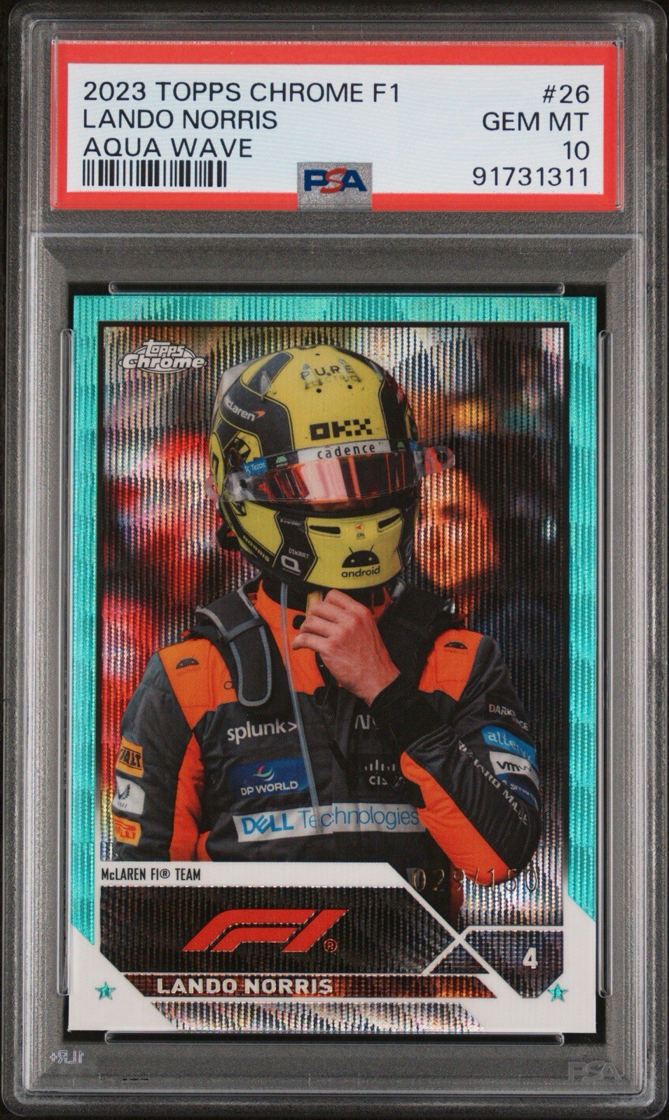 🔥 2023 Topps Chrome F1 Lando Norris Aqua Wave #26 PSA 10 GEM MINT /150 POP 10! view 1