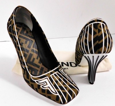 Fendi FFreedom Embossed Monogram Zucca FF Logo Pumps Italy sz 36