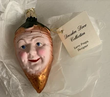 Vintage Larry Fraga Ornament Christmas Carrot Head 3-1/2” Tall N.O.S Germany