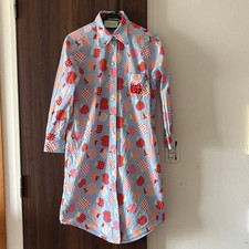 USED [IMPERFECT] GUCCI COLORFUL PATTERN LONG SLEEVE SHIRT DRESS ACCEPTABLE