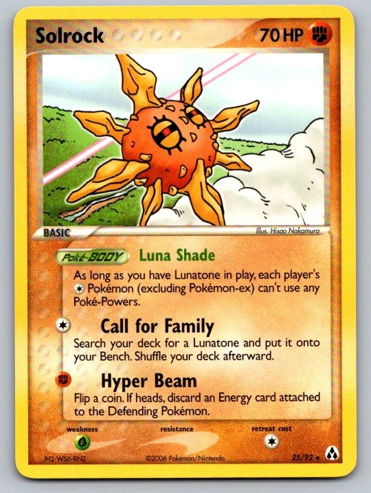 Solrock 25/92 Rare Legend Maker Pokemon Lightly Played