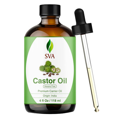 SVA Castor Seed Oil - 4 Fl Oz   100% Natural Cold Pressed Castor Oil - for Face,