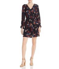 Joie Womens Silk Floral A-line Dress, black, S