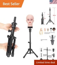 25 Inch Wig Stand Tripod, Adjustable Mannequin Head Stand, Wig Head Stand for...