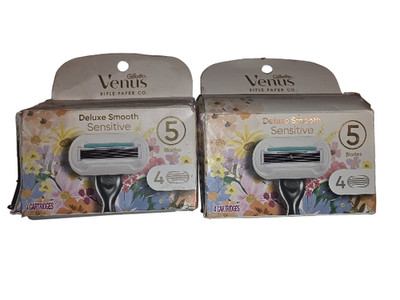 2 Pack - Gillette Venus Sensitive Deluxe Smooth  4 Cartridges  5 Blade Cartridge