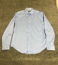 Kenneth Cole Reaction Long Sleeve Non Iron Blue Dress Shirt Mens Large 16-16 1/2
