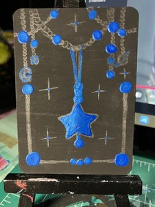 Kadlebug “Jewel” Artist Trading Card Original Acrylic Ink Pencil Star Beads OOAK